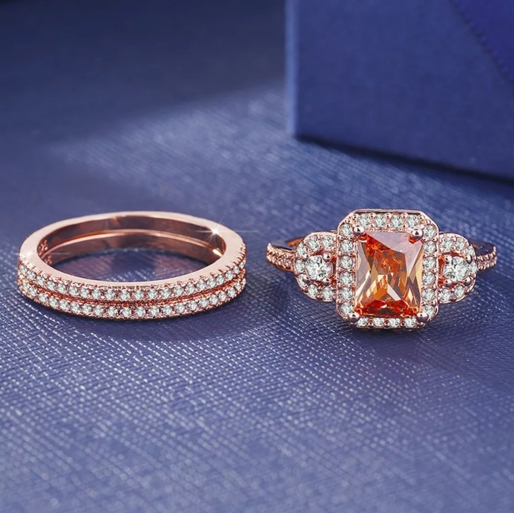 New rose gold color princess wedding ring set💍 - Picture 6 of 7